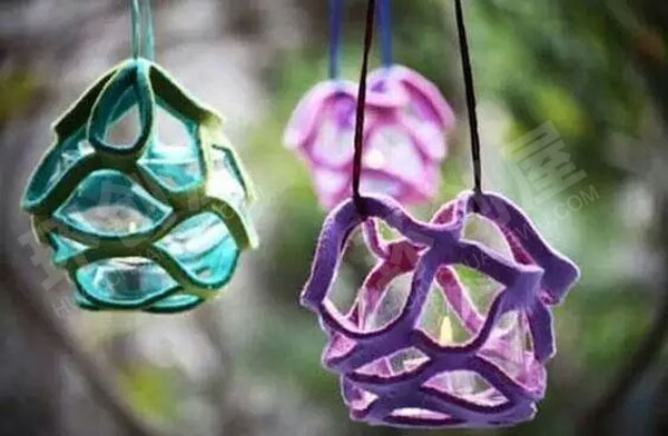 幼儿园不织布手工镂空篮子吊饰图片