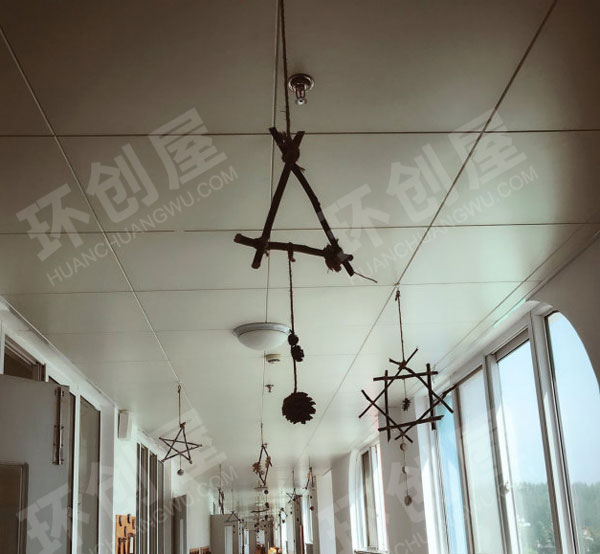 幼儿园麻绳森系田园风树枝吊饰图片