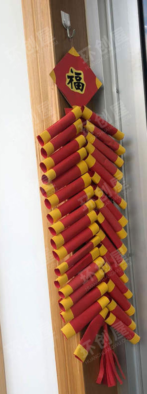 幼儿园自制新年红色喜庆作品吊挂饰图片