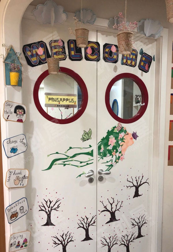 幼儿园春姑娘十里桃林好看教室门环创图片