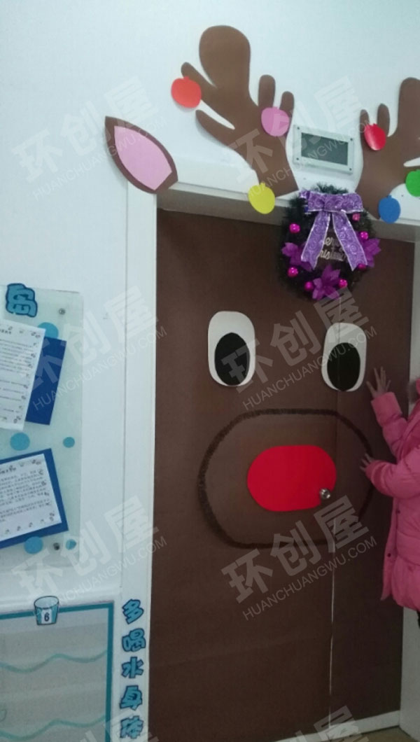 幼儿园圣诞节小鹿门装饰环创图片