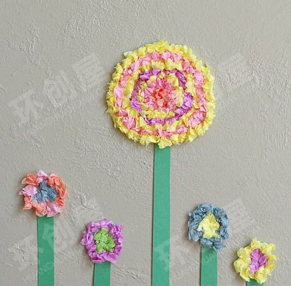 幼儿园环创走廊墙面手工春天的花图片