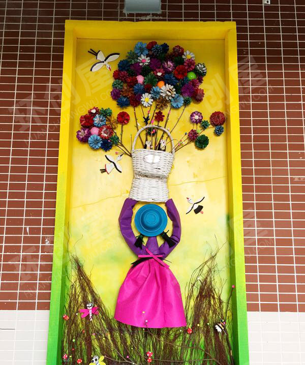 幼儿园松果创意画走廊墙面环创图片