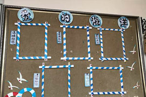 幼儿园海洋风格爱的海洋家园联系栏环创图片2张