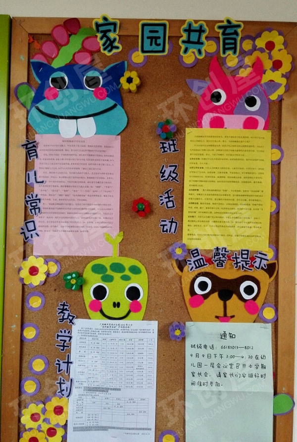 幼儿园卡通可爱家园共育环创图片