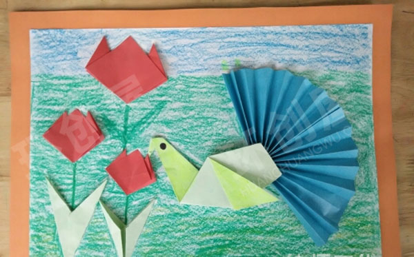 幼儿园卡通动物超级有趣折纸作品展示图片