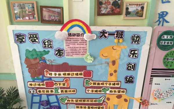 幼儿园绘本特色展板作品展示图片