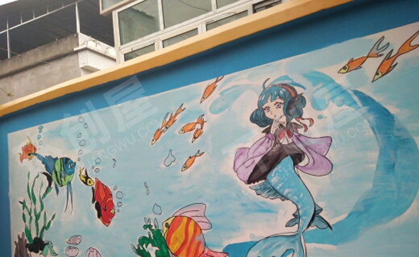 幼儿园户外外墙精心绘画卡哇伊主题墙图片
