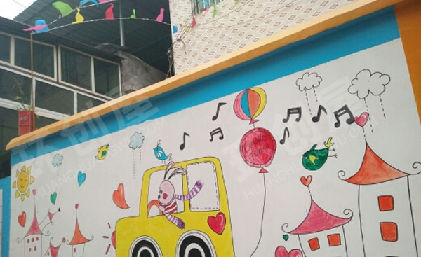 幼儿园户外外墙精心绘画卡哇伊主题墙图片