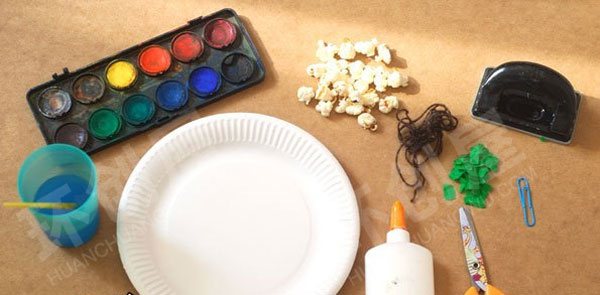 幼儿园美工区纸盘爆米花水彩创意画图片