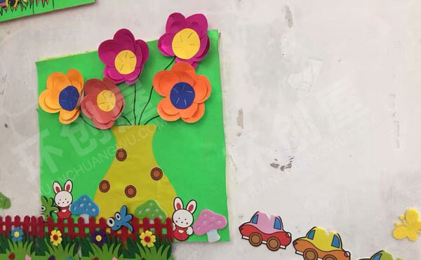 幼儿园美工区手工创意卡纸粘贴立体画图片