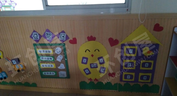 幼儿园益智区萌萌哒小黄鸡数学环创图片