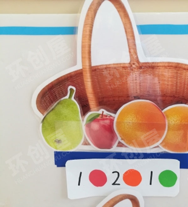 幼儿园益智区装水果篮点数颜色环创图片