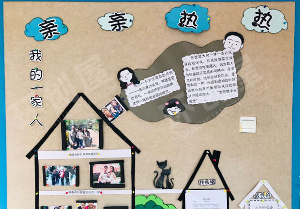 幼儿园亲亲热热的一家人主题墙环创图片