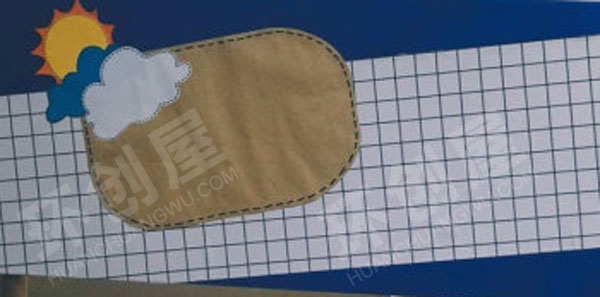 幼儿园蓝色系混搭格子风主题墙环创图片