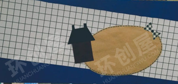 幼儿园蓝色系混搭格子风主题墙环创图片