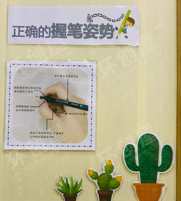 幼儿园标准格式及正确的握笔墙面布置环创图片