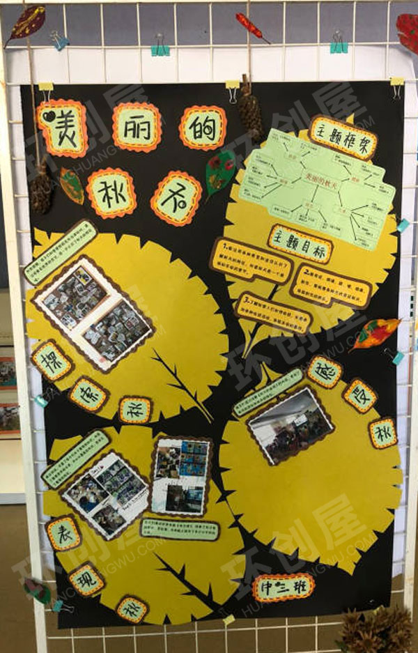 幼儿园金色的秋天墙面布置环创图片