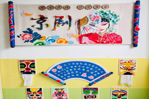 幼儿园可爱的京剧脸谱墙面布置环创图片