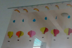 幼儿园海绵纸彩虹和水滴挂饰图片