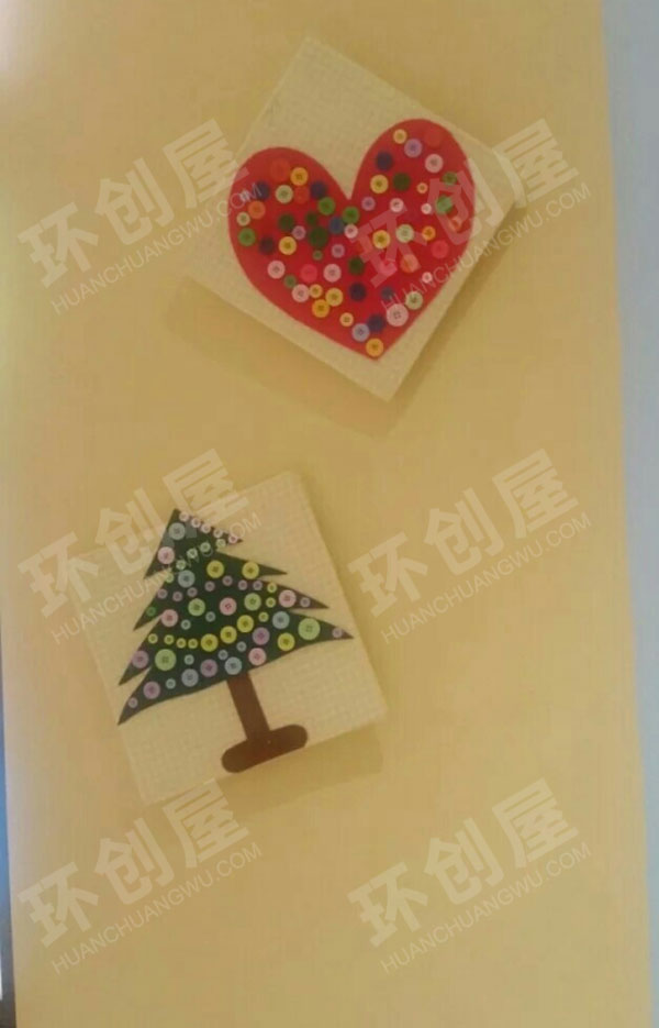 幼儿园废物利用扣子联盟走廊墙面环创图片