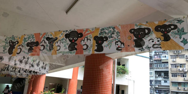 幼儿园水彩国画各种动物走廊吊饰环创图片