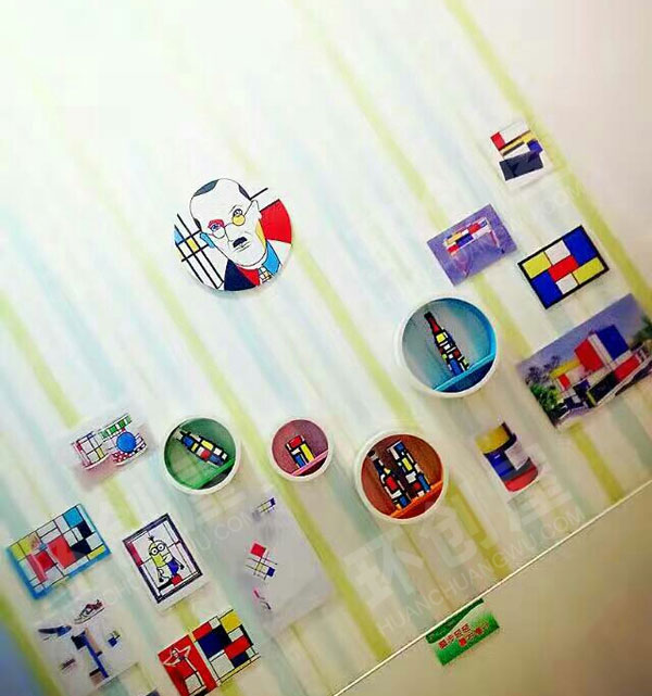 幼儿园走廊墙面格子风格装饰画环创图片