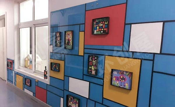 幼儿园走廊墙面格子风格装饰画环创图片