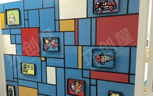 幼儿园走廊墙面格子风格装饰画环创图片