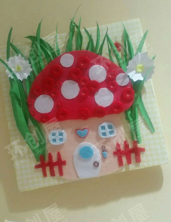 幼儿园废物利用扣子联盟走廊墙面环创图片