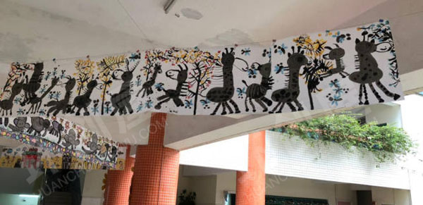 幼儿园水彩国画各种动物走廊吊饰环创图片