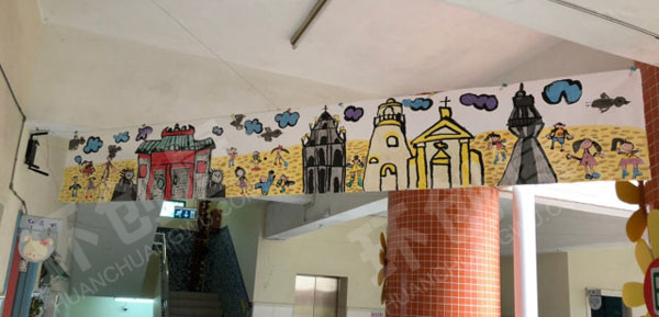 幼儿园水彩国画各种动物走廊吊饰环创图片