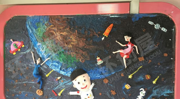幼儿园大头儿子小头爸爸超轻粘土装饰画走廊环创图片