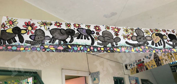 幼儿园水彩国画各种动物走廊吊饰环创图片