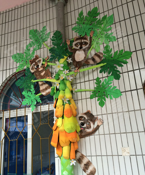 幼儿园水管热带植物园之木瓜树走廊环创图片