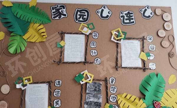 幼儿园田原原木风家园联系栏环创图片