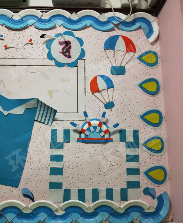 幼儿园纸盘海洋风家园联系栏环创图片
