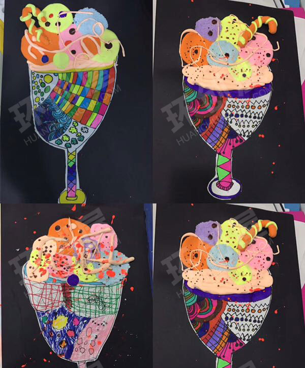 幼儿园卡纸超轻粘土冰淇淋作品展示图片