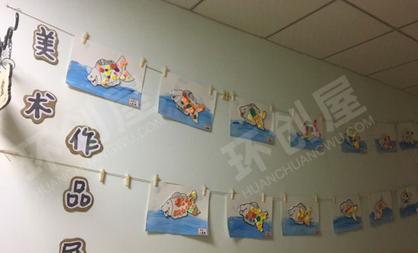 幼儿园小鱼游毛球粘贴作品展示图片