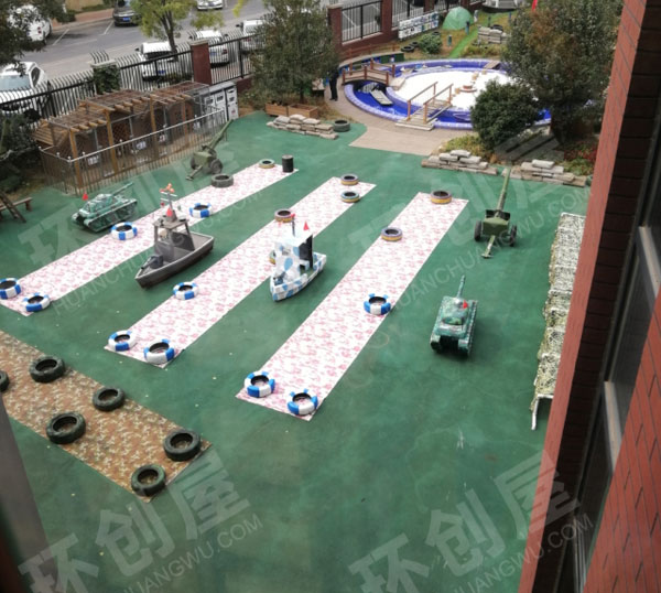 幼儿园户外校园环创建构大帆船图片