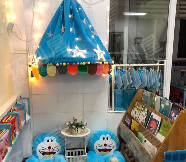 幼儿园温馨蓝色系列图书角阅读区图片