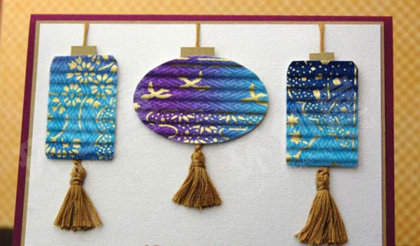 幼儿园美工区立体有型的灯笼贺卡图片