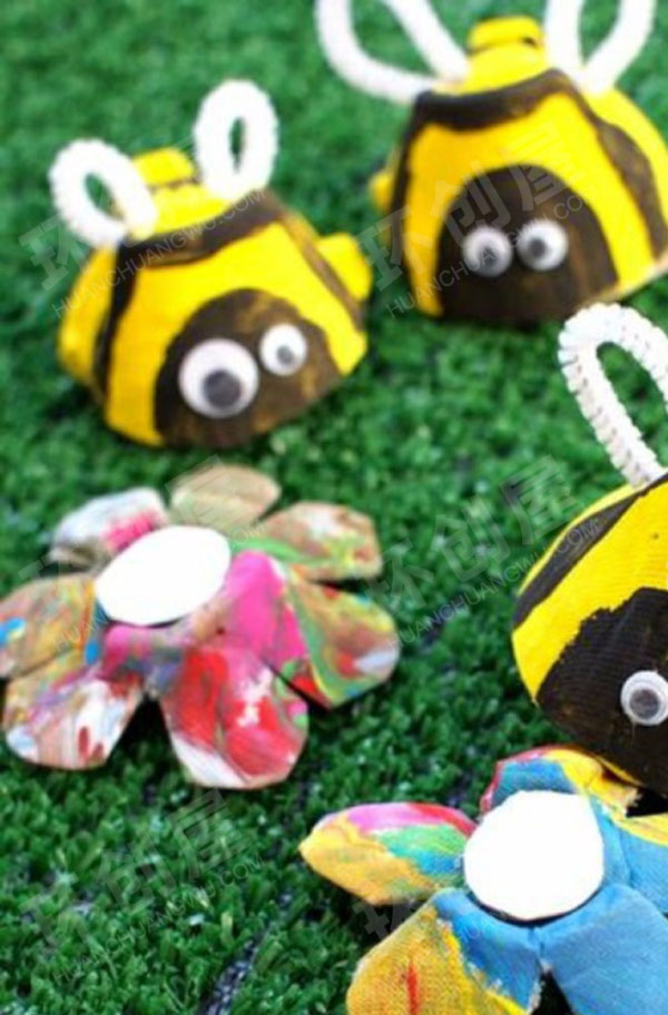 幼儿园美工区鸡蛋托变有趣的昆虫图片