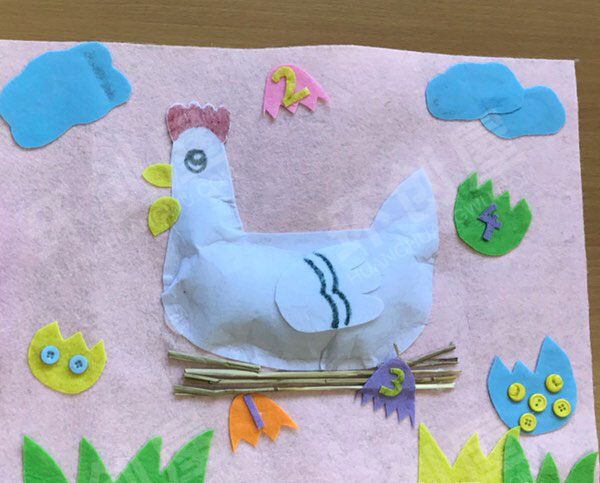 幼儿园益智区不织布母鸡下蛋图片
