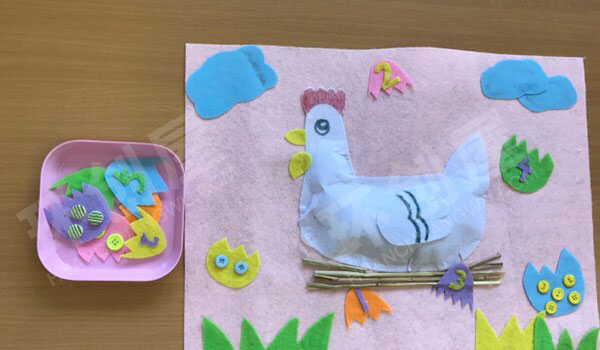 幼儿园益智区不织布母鸡下蛋图片