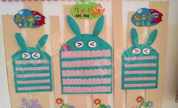 幼儿园墙面布置不织布自制卡袋环创图片