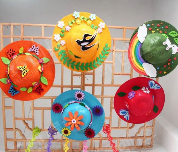 幼儿园草帽水彩装饰环创吊饰图片