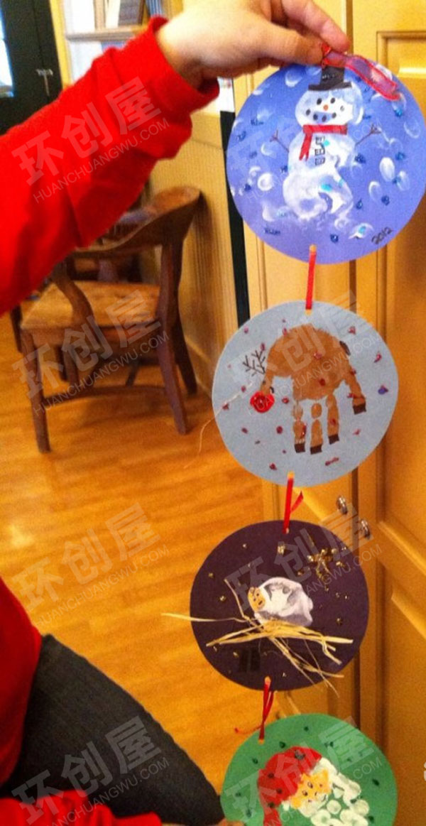幼儿园纸盘作画环创吊饰图片