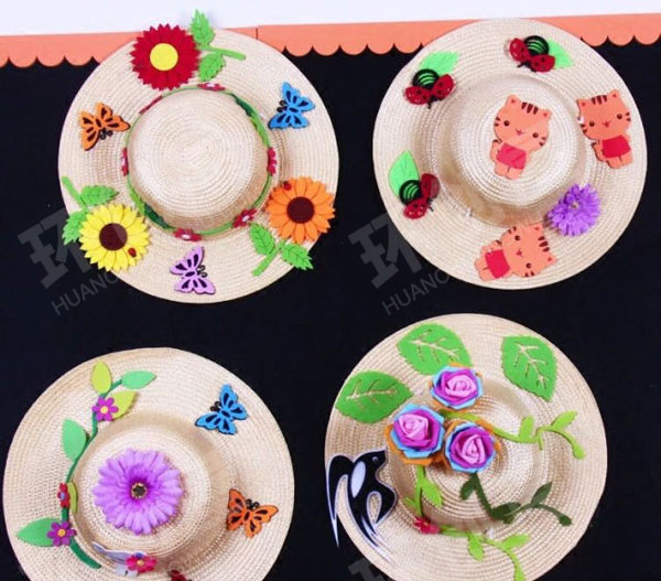 幼儿园草帽水彩装饰环创吊饰图片