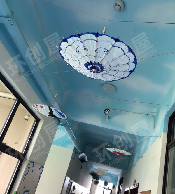 幼儿园民族文化中国风纸伞环创吊饰图片